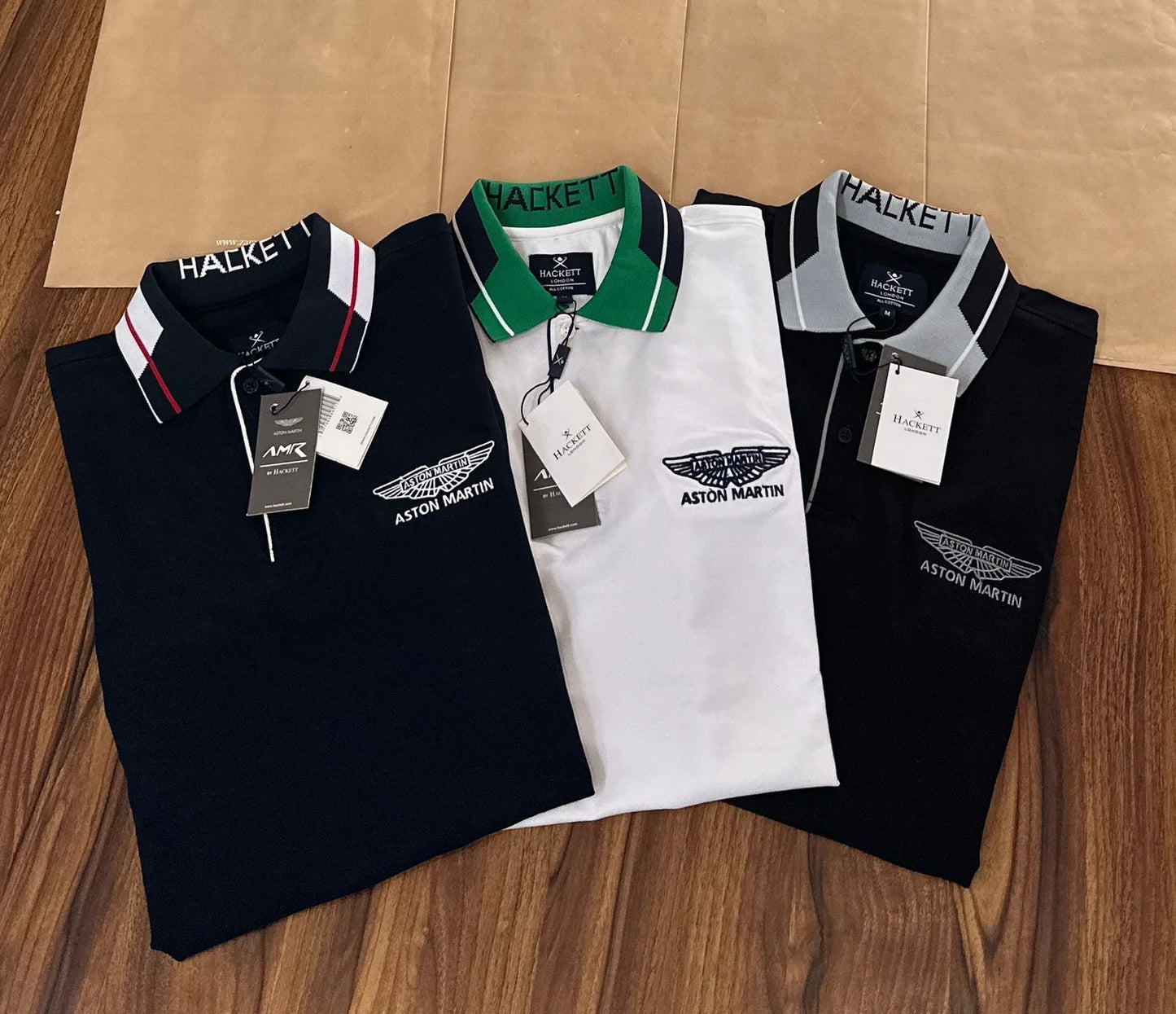 Hackett London x Aston Martin Racing (AMR) Men’s Contrast Collar Polo T-Shirt