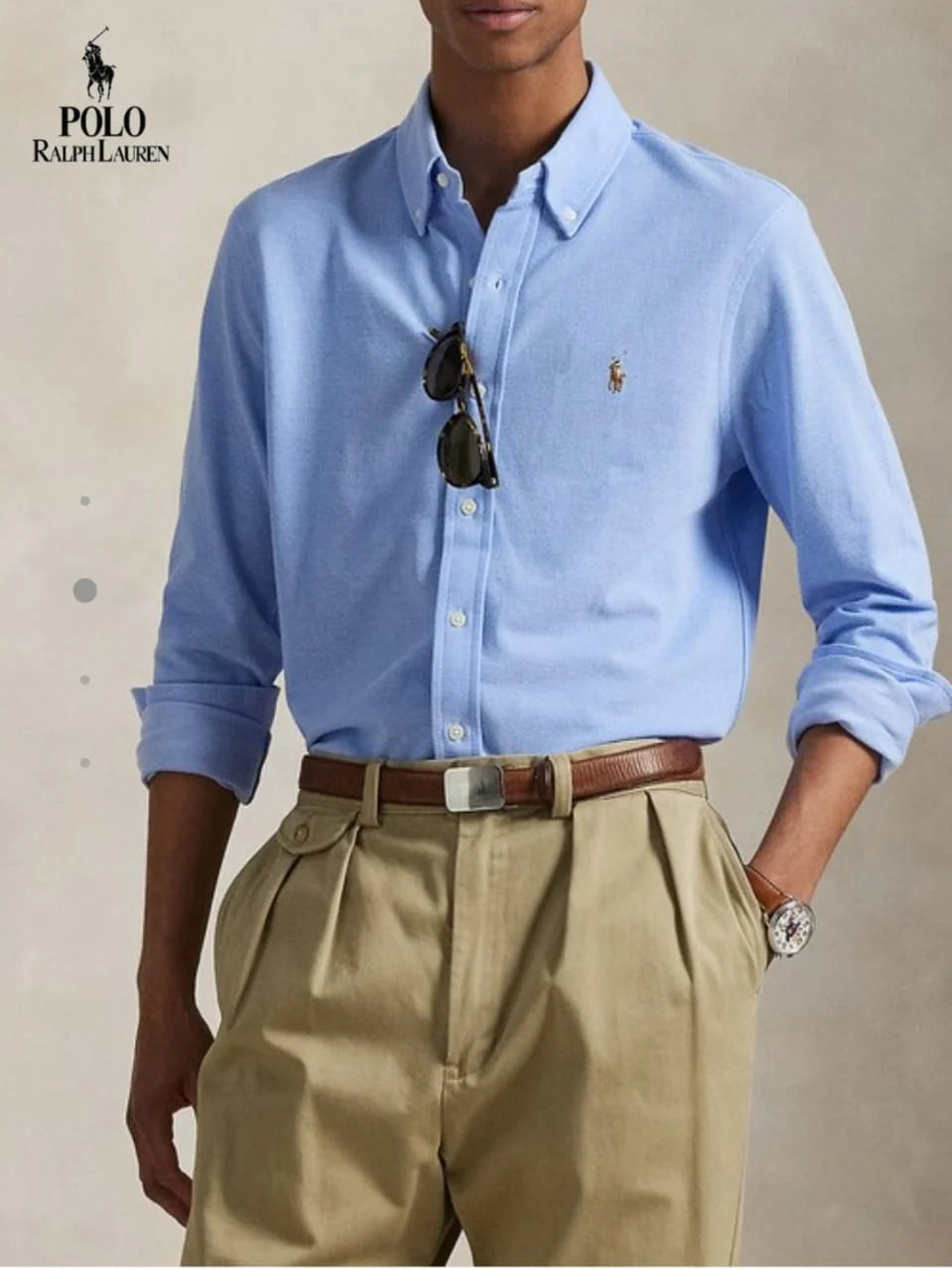POLO RALPH LAUREN || Men’s Custom Fit Oxford Shirt - 100% 2-Ply Cotton Button-Down- FASHION MYST