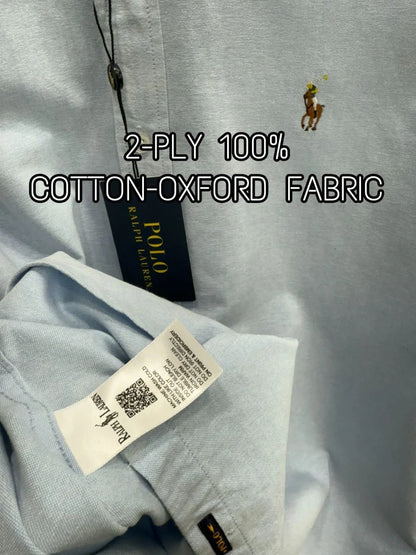 POLO RALPH LAUREN || Men’s Custom Fit Oxford Shirt - 100% 2-Ply Cotton Button-Down- FASHION MYST