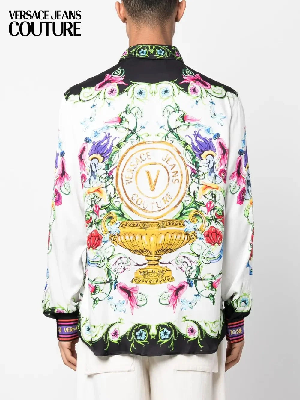 VERSACE JEANS COUTURE || Men’s Baroque V-Logo Silk-Finish Shirt - Heritage Print Collection- FASHION MYST