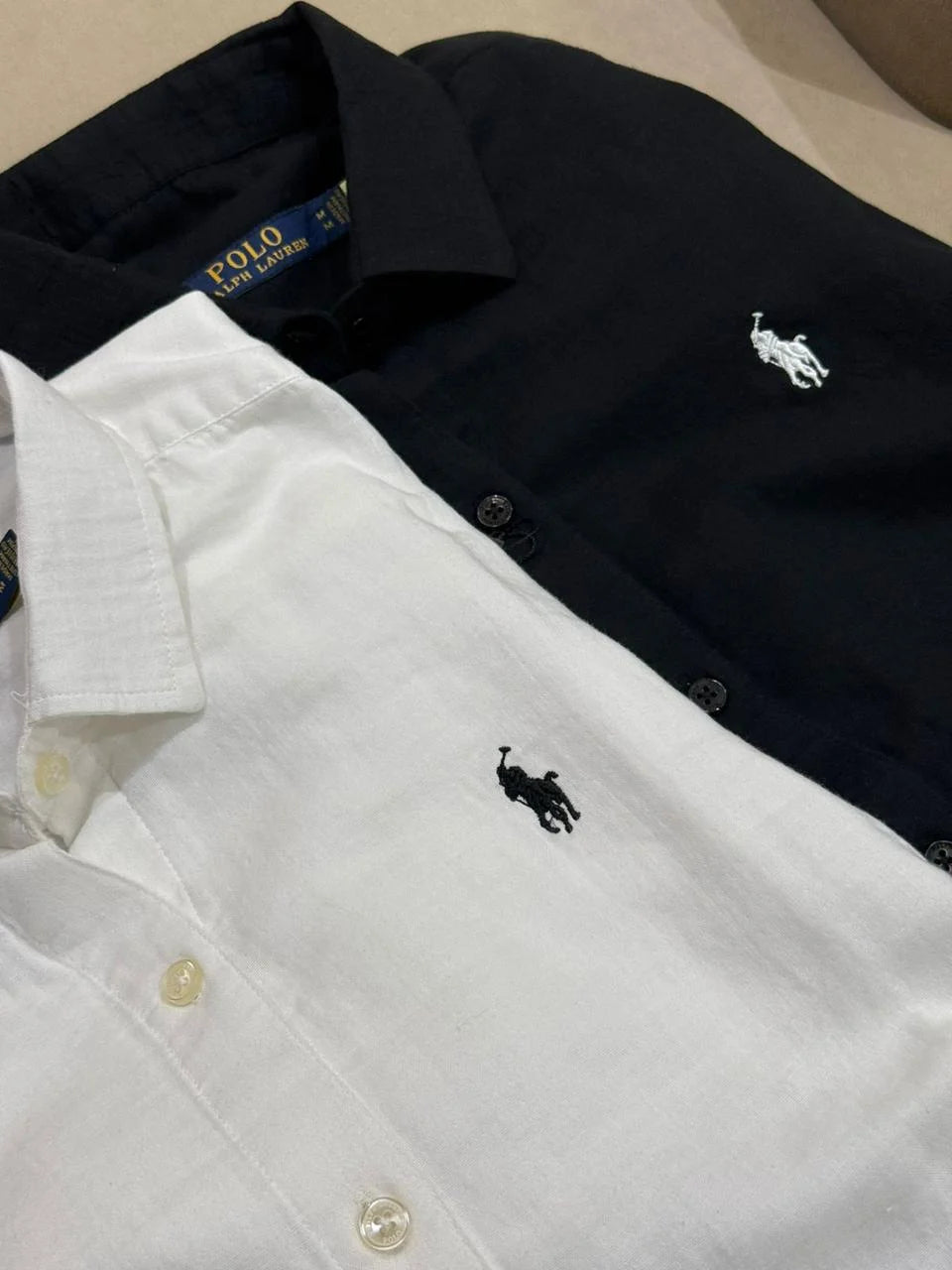 POLO RALPH LAUREN || Women’s Relaxed Fit Linen Shirt – Iconic Pony Embroidery | Lightweight Designer Button-Down in Black & White