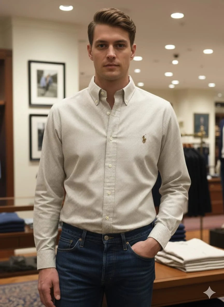 POLO RALPH LAUREN || Men’s Slim-Fit Gingham Oxford Shirt - Classic Button-Down