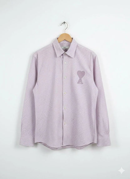 AMI PARIS || Women’s Ami de Coeur Gingham Seersucker Shirt – Embroidered Heart Logo