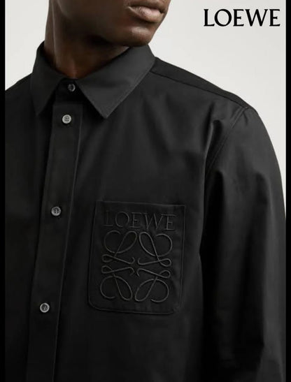 LOEWE || Men’s Anagram Embroidered Patch Pocket Button-Down Shirt