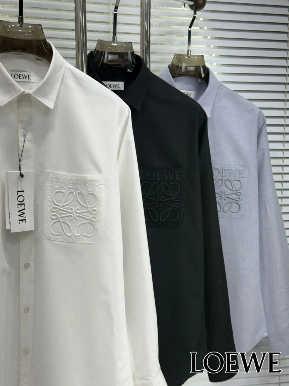 LOEWE || Men’s Anagram Embroidered Patch Pocket Button-Down Shirt