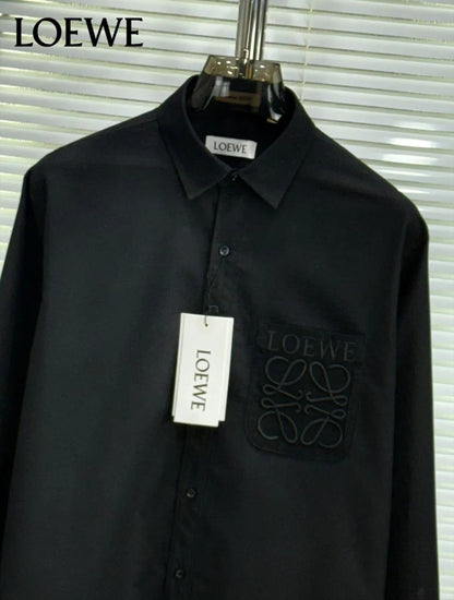 LOEWE || Men’s Anagram Embroidered Patch Pocket Button-Down Shirt