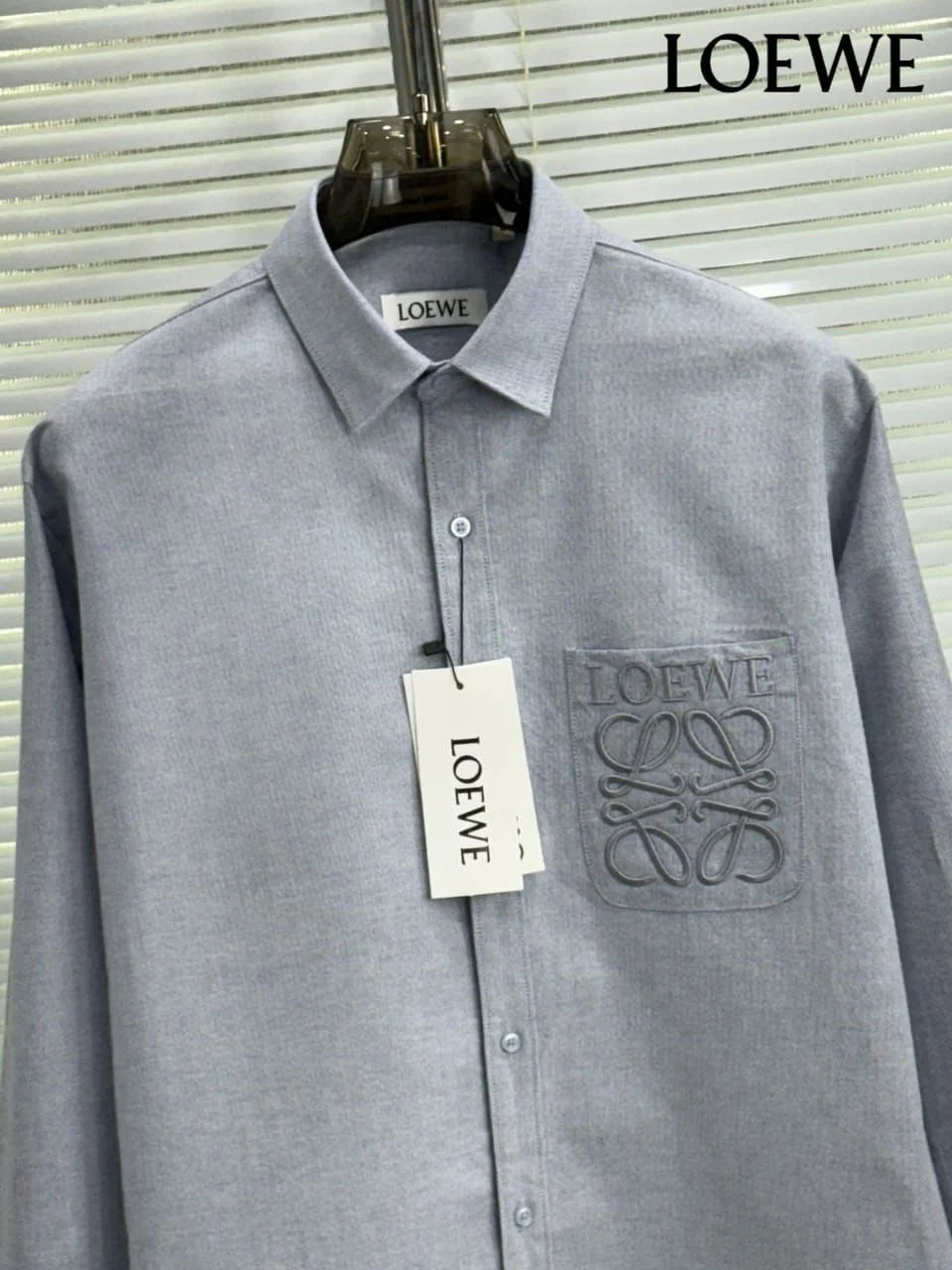 LOEWE || Men’s Anagram Embroidered Patch Pocket Button-Down Shirt