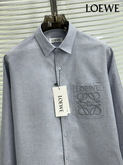 LOEWE || Men’s Anagram Embroidered Patch Pocket Button-Down Shirt