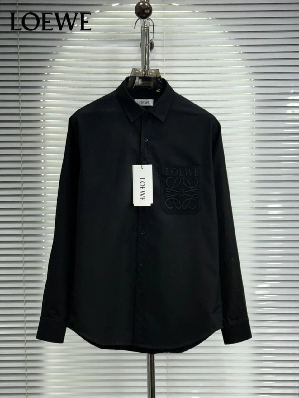 LOEWE || Men’s Anagram Embroidered Patch Pocket Button-Down Shirt