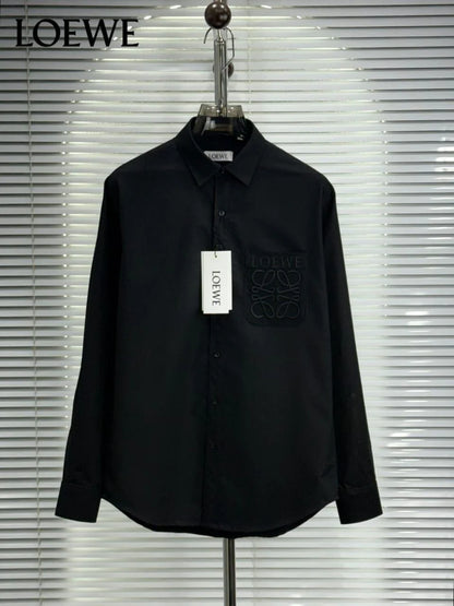 LOEWE || Men’s Anagram Embroidered Patch Pocket Button-Down Shirt