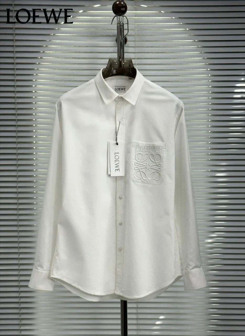 LOEWE || Men’s Anagram Embroidered Patch Pocket Button-Down Shirt