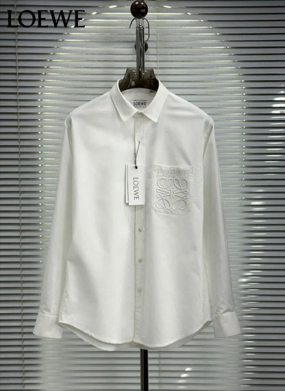 LOEWE || Men’s Anagram Embroidered Patch Pocket Button-Down Shirt