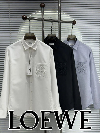 LOEWE || Men’s Anagram Embroidered Patch Pocket Button-Down Shirt