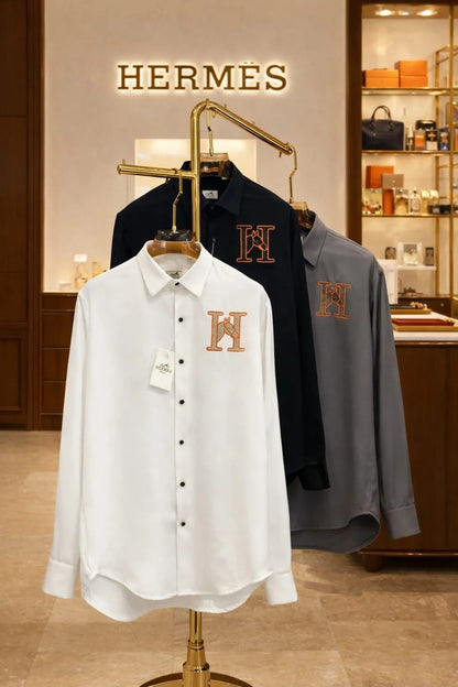 HERMES || "H-Equus" Signature Embroidered Button-Down – Limited Edition Luxury Dress Shirt