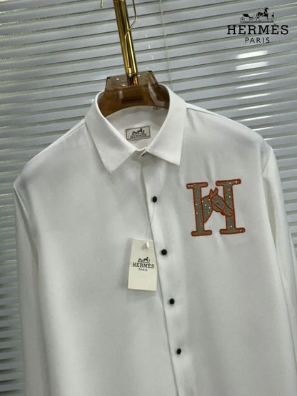 HERMES || "H-Equus" Signature Embroidered Button-Down – Limited Edition Luxury Dress Shirt