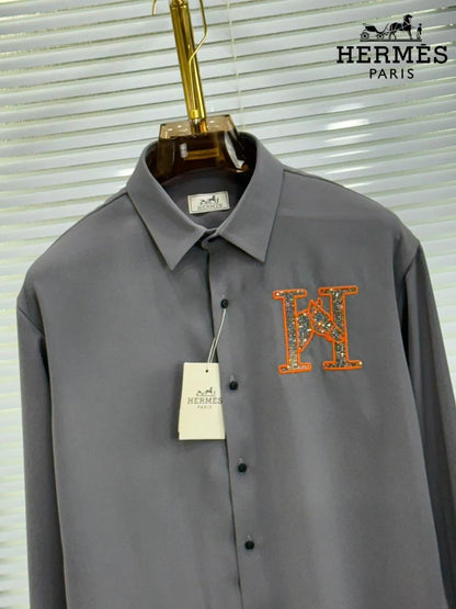 HERMES || "H-Equus" Signature Embroidered Button-Down – Limited Edition Luxury Dress Shirt