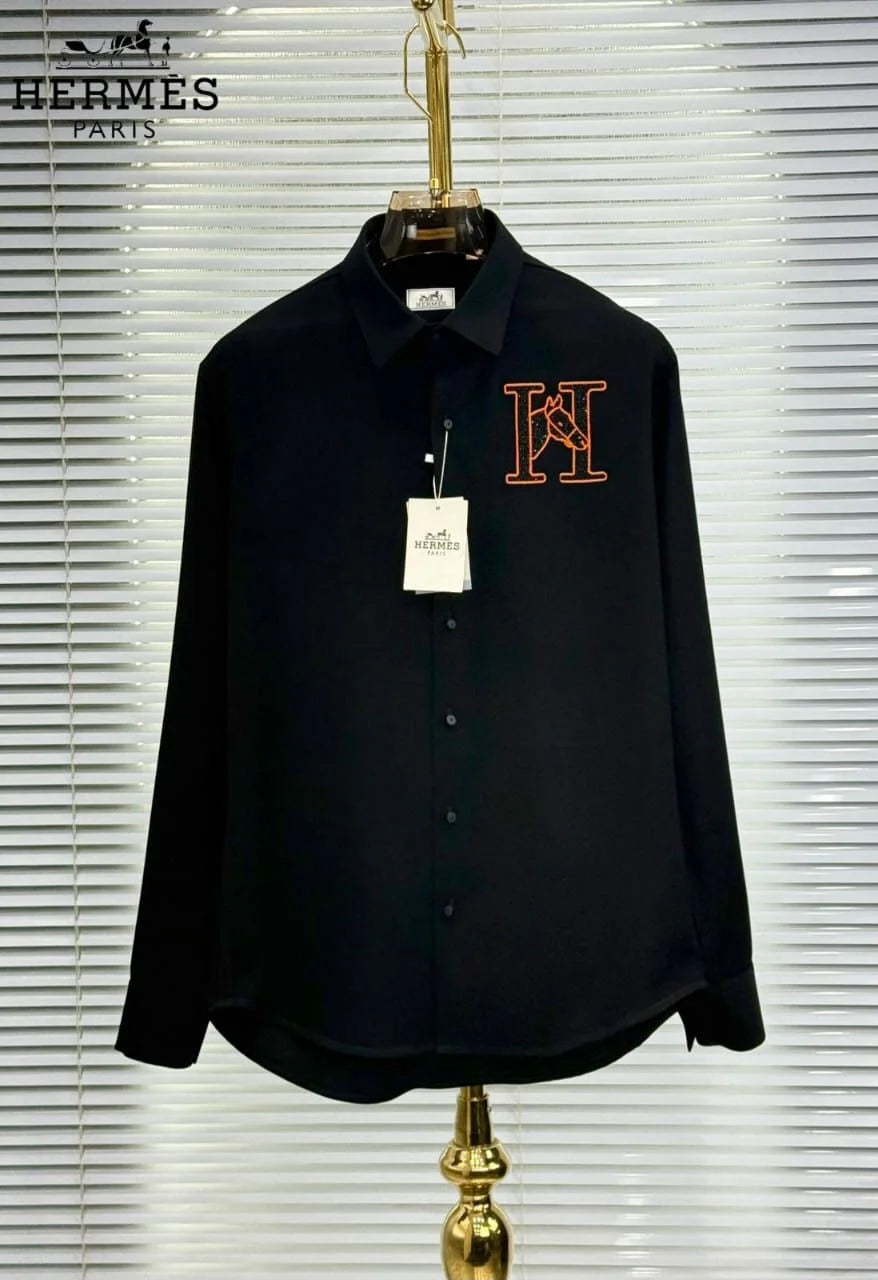 HERMES || "H-Equus" Signature Embroidered Button-Down – Limited Edition Luxury Dress Shirt