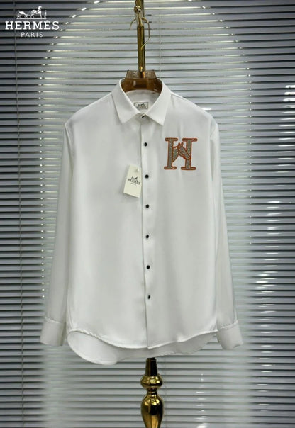 HERMES || "H-Equus" Signature Embroidered Button-Down – Limited Edition Luxury Dress Shirt