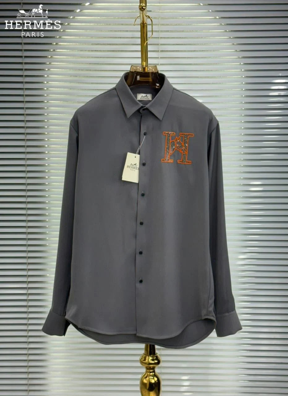 Herms Men's Signature Embroidered Shirt | Luxury Equestrian Fashion   FASHION MYST