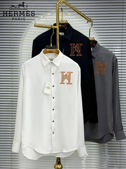 HERMES || "H-Equus" Signature Embroidered Button-Down – Limited Edition Luxury Dress Shirt