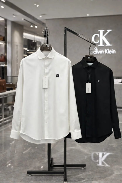 CALVIN KLIEN || Men’s Slim-Fit Liquid Cotton Dress Shirt – Premium Long Sleeve Button-Down