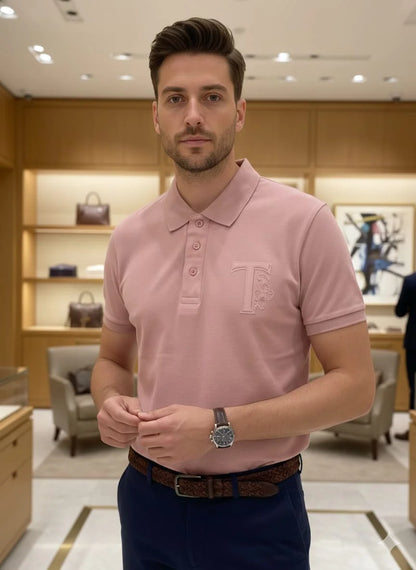 TOD'S || Men’s Monogram Piqué Polo Shirt – Slim Fit Short Sleeve with Embroidered Lion T-Logo