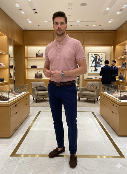 TOD'S || Men’s Monogram Piqué Polo Shirt – Slim Fit Short Sleeve with Embroidered Lion T-Logo