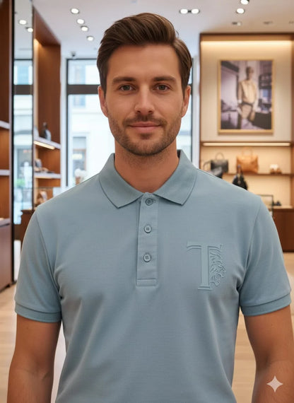 TOD'S || Men’s Monogram Piqué Polo Shirt – Slim Fit Short Sleeve with Embroidered Lion T-Logo