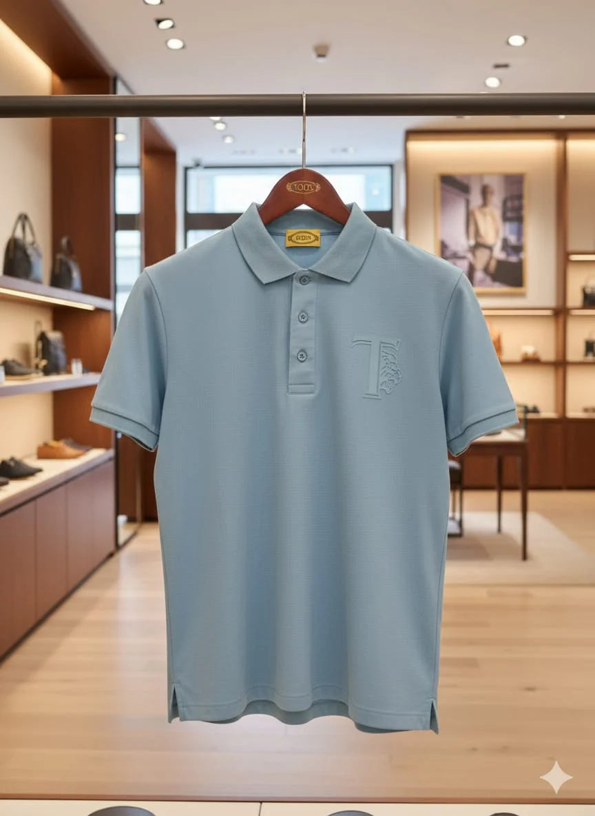 TOD'S || Men’s Monogram Piqué Polo Shirt – Slim Fit Short Sleeve with Embroidered Lion T-Logo