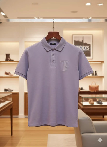 TOD'S || Men’s Monogram Piqué Polo Shirt – Slim Fit Short Sleeve with Embroidered Lion T-Logo