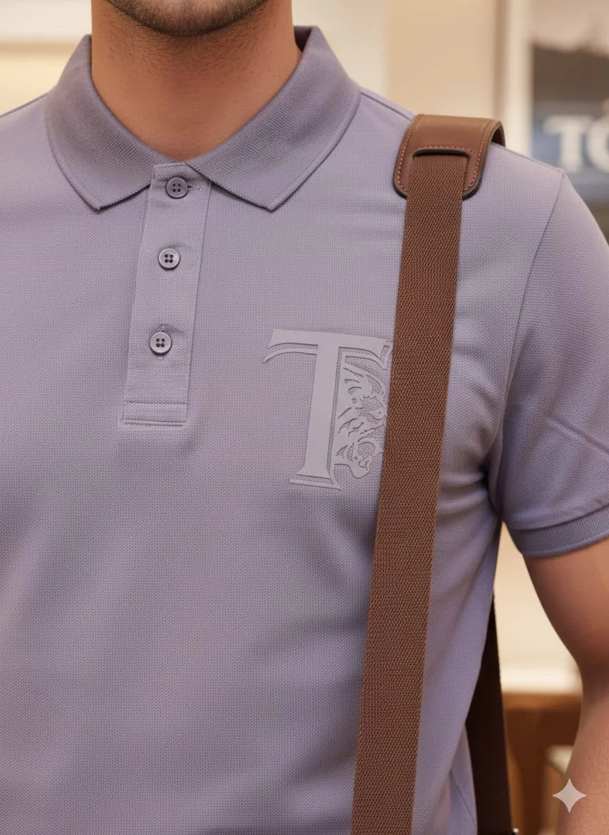 TOD'S || Men’s Monogram Piqué Polo Shirt – Slim Fit Short Sleeve with Embroidered Lion T-Logo