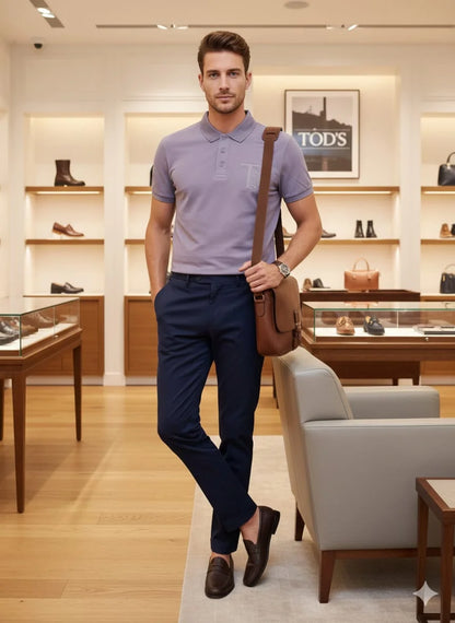 TOD'S || Men’s Monogram Piqué Polo Shirt – Slim Fit Short Sleeve with Embroidered Lion T-Logo