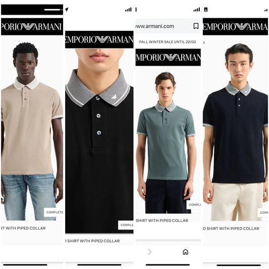 EMP*RIO AR*ANI || Men's Slim-Fit Piqué Polo Shirt with Contrast Piped Collar & Logo Detail