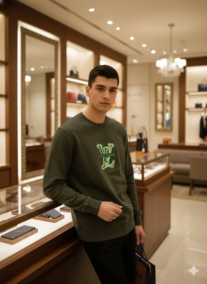 LOUIS VUITTON || Men’s Monogram Signature Long Sleeve T-Shirt – Premium Cotton Knit