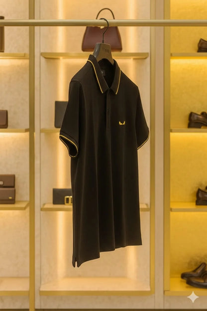 FENDI || Men's Bag Bugs Eyes Polo Shirt – Contrast Tipped Piqué Cotton