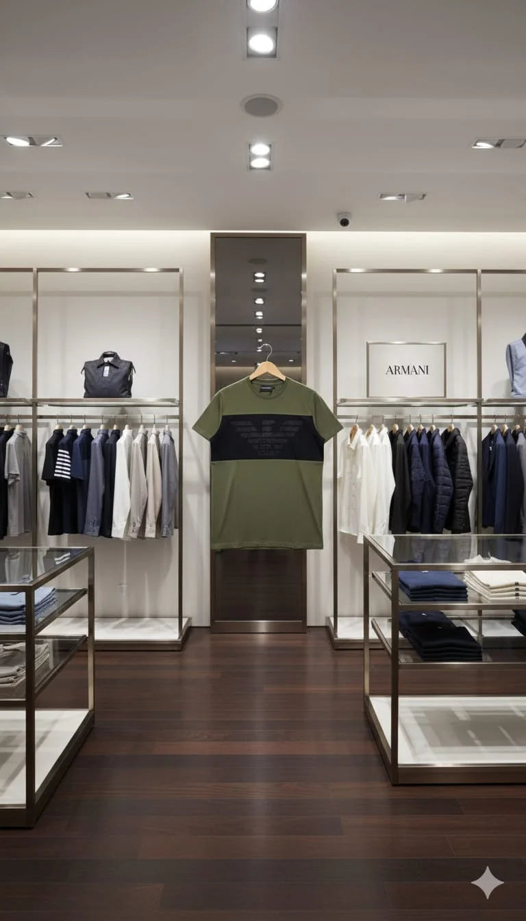 GIO*GIO ARM*NI || Men’s Eagle Logo Color-Block T-Shirt – Premium Slim Fit Crew Neck