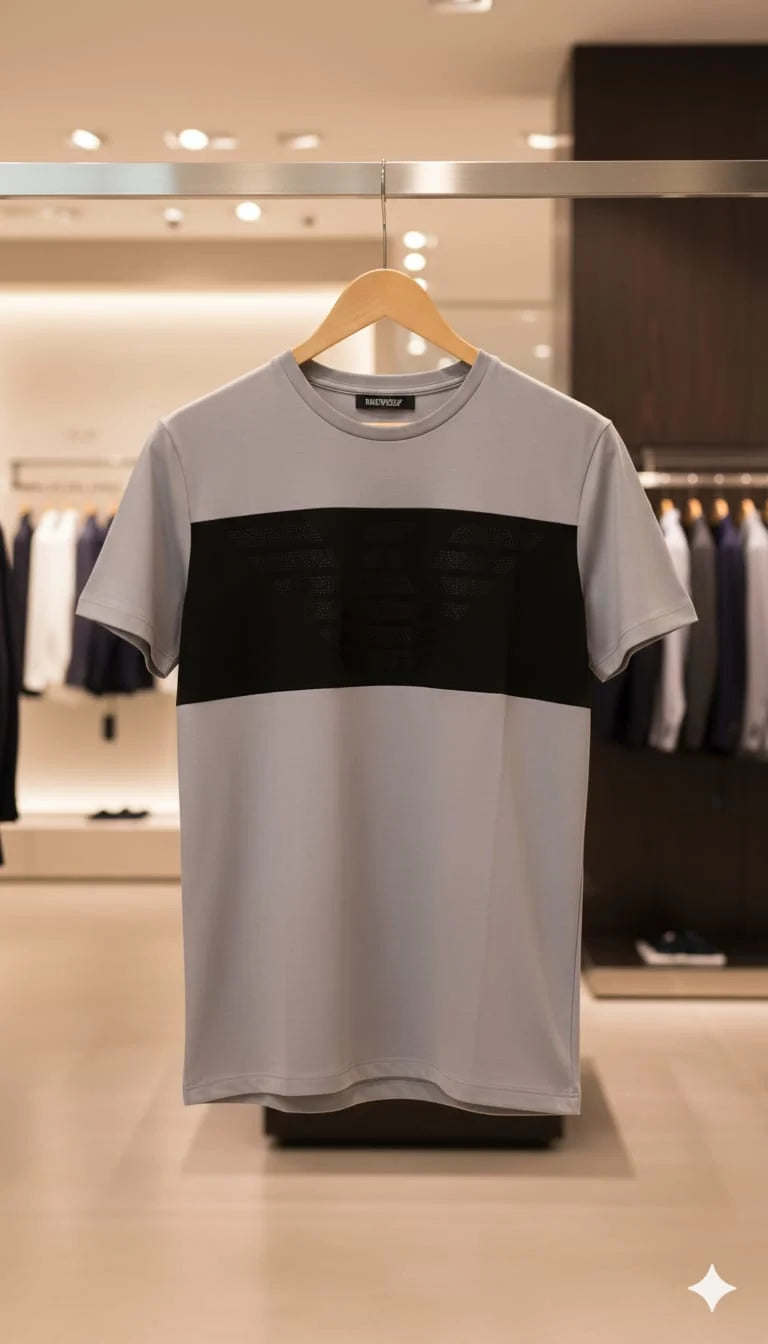 GIO*GIO ARM*NI || Men’s Eagle Logo Color-Block T-Shirt – Premium Slim Fit Crew Neck