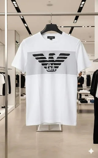 GIO*GIO ARM*NI || Men’s Eagle Logo Color-Block T-Shirt – Premium Slim Fit Crew Neck FASHION MYST