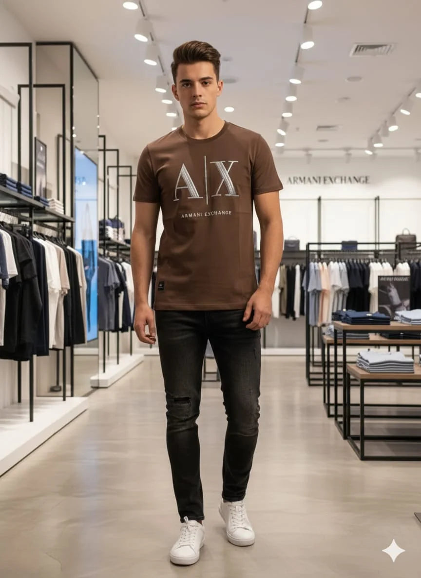 ARM*NI EXCH*NGE || Men's Iconic Graphic Logo Cotton T-Shirt – Premium Slim Fit Crew Neck