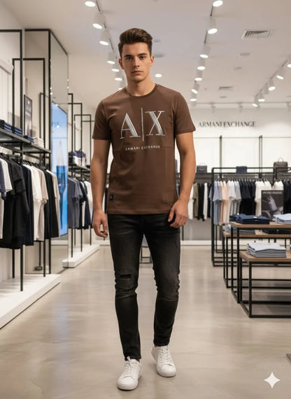 ARM*NI EXCH*NGE || Men's Iconic Graphic Logo Cotton T-Shirt – Premium Slim Fit Crew Neck