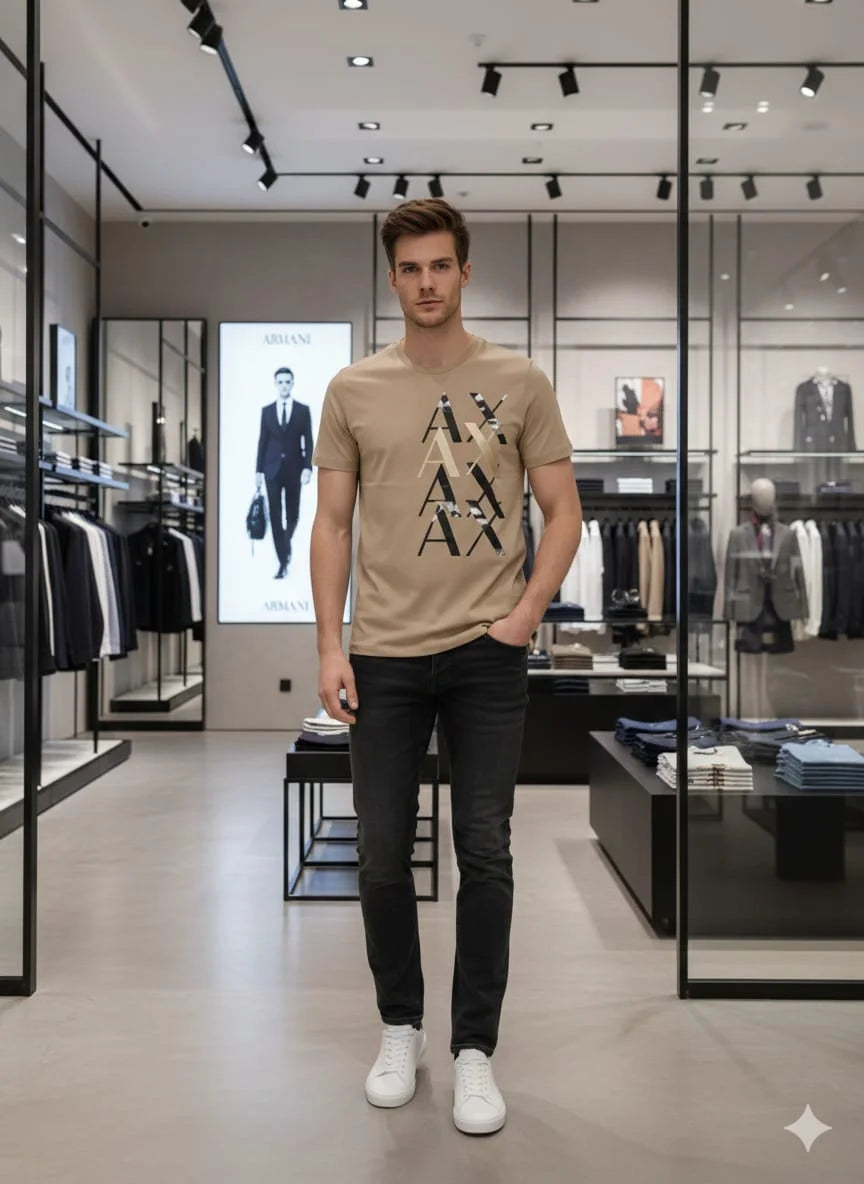 ARM*NI EXCH*NGE || Men's Iconic Graphic Logo Cotton T-Shirt – Premium Slim Fit Crew Neck