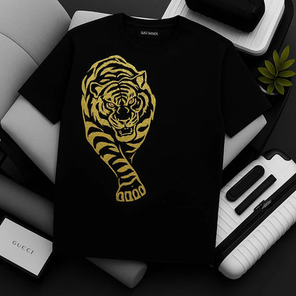 Balmain || Men's Rhinestone Tiger Graphic T-Shirt - Luxury Slim Fit Cotton Tee