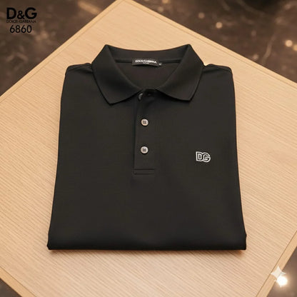 DOLCE & GABBANA || Men’s Long-Sleeve Piqué Polo Shirt – Slim Fit Embroidered DG Logo