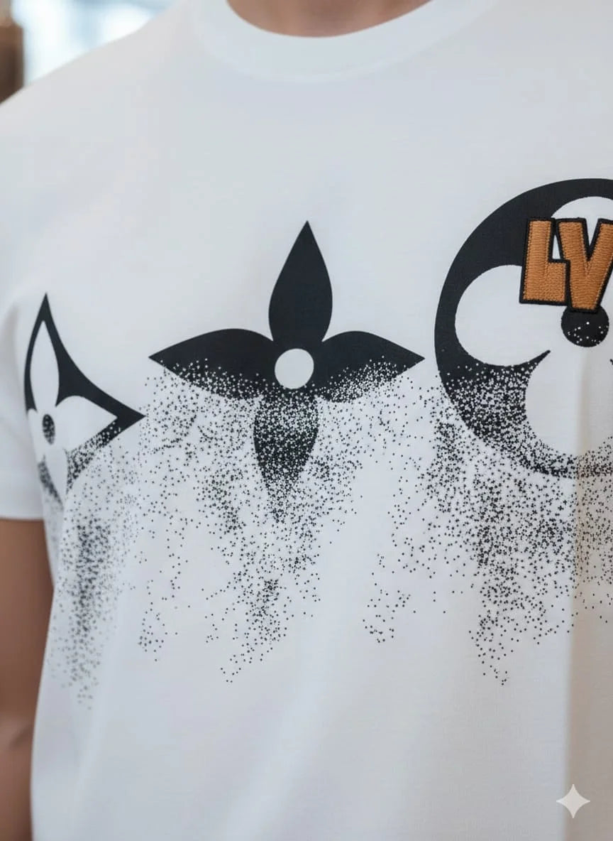 LOUIS VUITTON || Monogram Gradient Pointillism T-Shirt – White Luxury Cotton Tee