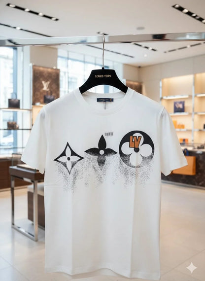 LOUIS VUITTON || Monogram Gradient Pointillism T-Shirt – White Luxury Cotton Tee