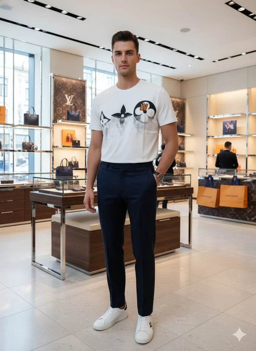 LOUIS VUITTON || Monogram Gradient Pointillism T-Shirt – White Luxury Cotton Tee