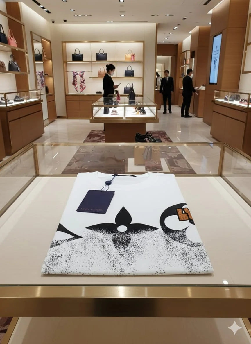 LOUIS VUITTON || Monogram Gradient Pointillism T-Shirt – White Luxury Cotton Tee