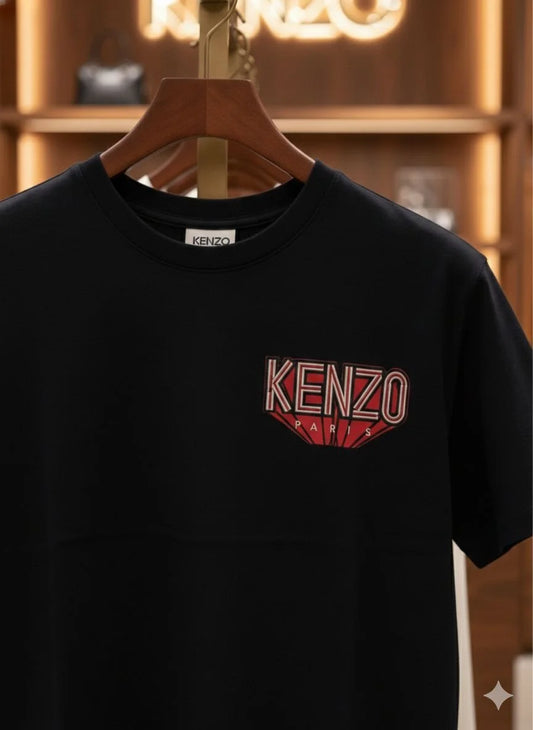 KENZO || Paris Men’s Embroidered Logo T-Shirt – Black Classic Fit Cotton Tee