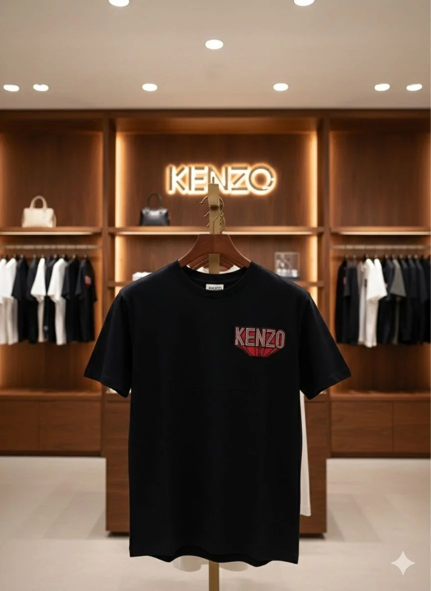 KENZO || Paris Men’s Embroidered Logo T-Shirt – Black Classic Fit Cotton Tee