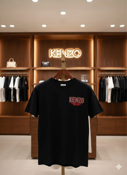 KENZO || Paris Men’s Embroidered Logo T-Shirt – Black Classic Fit Cotton Tee